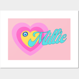 Millie in Colorful Heart Illustration Posters and Art